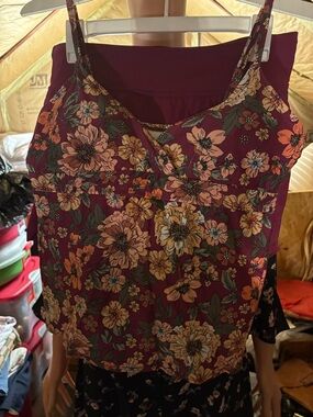Women’s Floral Print Burgundy Swim Suit Size M